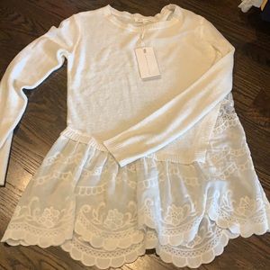NWT Endless Rose white sweater w/ eyelet bottom